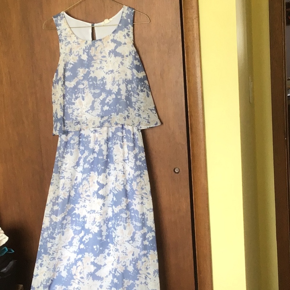 Floor length dress.